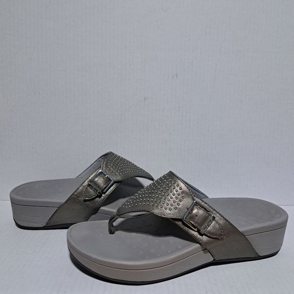 Vionic Capitola With Studs Platform Sandal Flip-flops Size 10 Pewter Gray - Picture 12 of 14